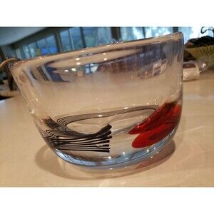 Gullaskruf Art Glass Vase Sweden SIGNED 7" x 5" x 5"